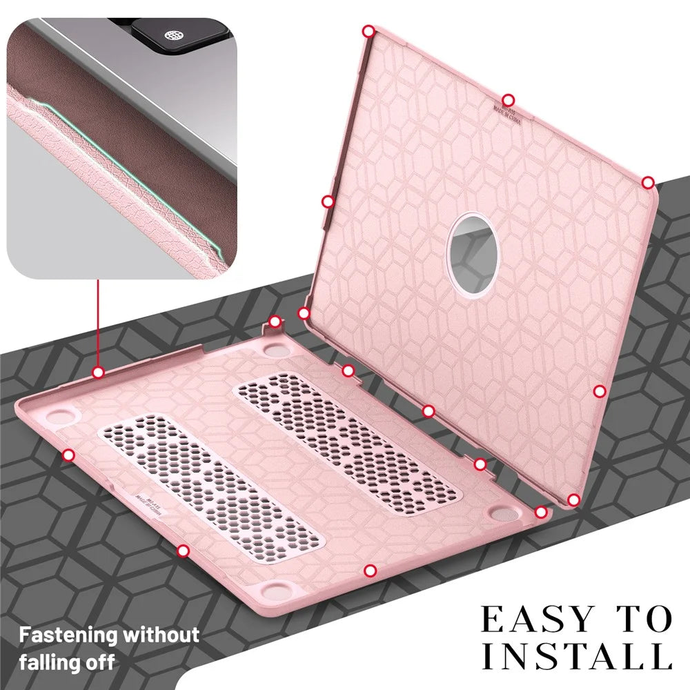 Laptop Case for MacBook Air 15 inch (2026) A3448 / (2025) A3241 / (2024) A311 / (2023) A2941 Notebook Kickstand Cover - Pink - 5