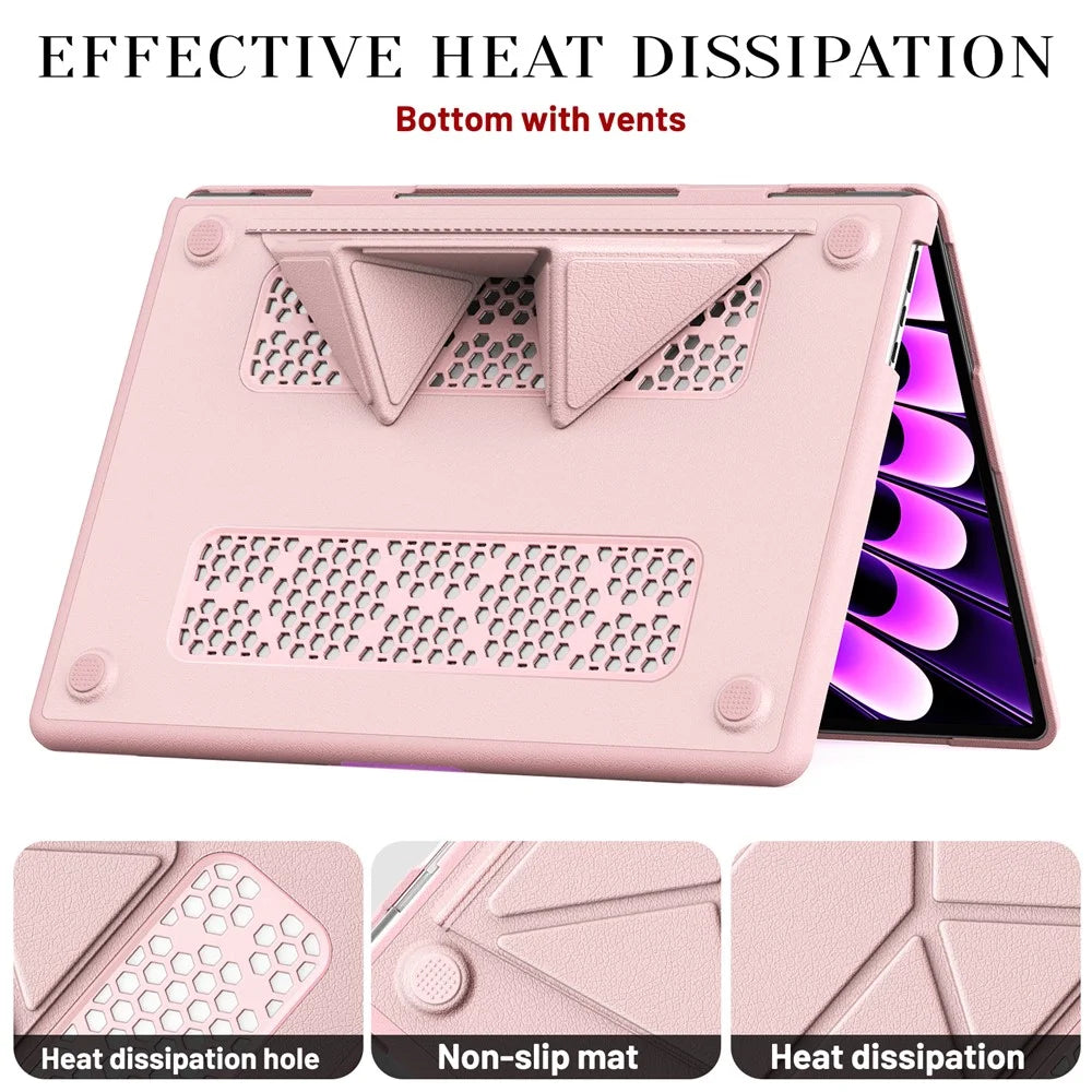 Laptop Case for MacBook Air 15 inch (2026) A3448 / (2025) A3241 / (2024) A311 / (2023) A2941 Notebook Kickstand Cover - Pink - 6