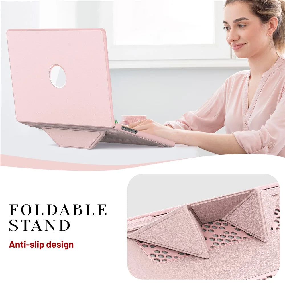 Laptop Case for MacBook Pro 16 inch (2026) A3429 A3428 / (2025) A3186 A3403 / (2024) A2991 / (2023) A2780 / (2021) A2485 Notebook Kickstand Cover - Pink - 3