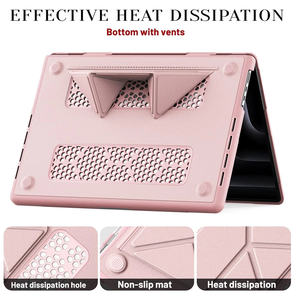 Laptop Case for MacBook Pro 16 inch (2026) A3429 A3428 / (2025) A3186 A3403 / (2024) A2991 / (2023) A2780 / (2021) A2485 Notebook Kickstand Cover - Pink - 6