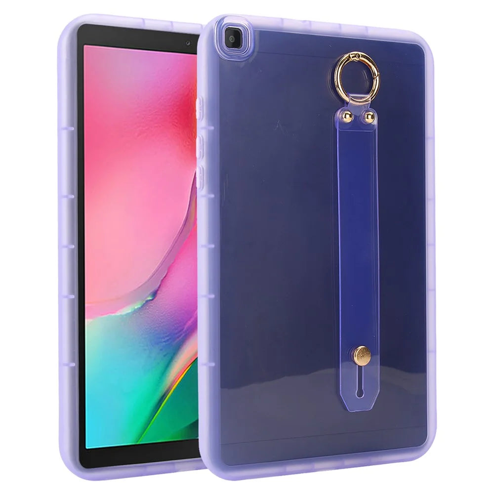For Samsung Galaxy Tab A 8.0 (2019) SM-T290 (Wi-Fi) / SM-T295 (LTE) Case Shockproof TPU Tablet Cover with Wristband - Purple - 1