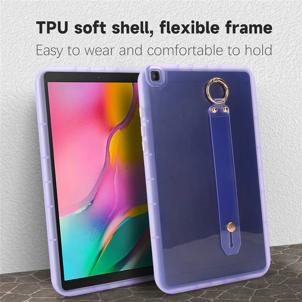 For Samsung Galaxy Tab A 8.0 (2019) SM-T290 (Wi-Fi) / SM-T295 (LTE) Case Shockproof TPU Tablet Cover with Wristband - Purple - 3