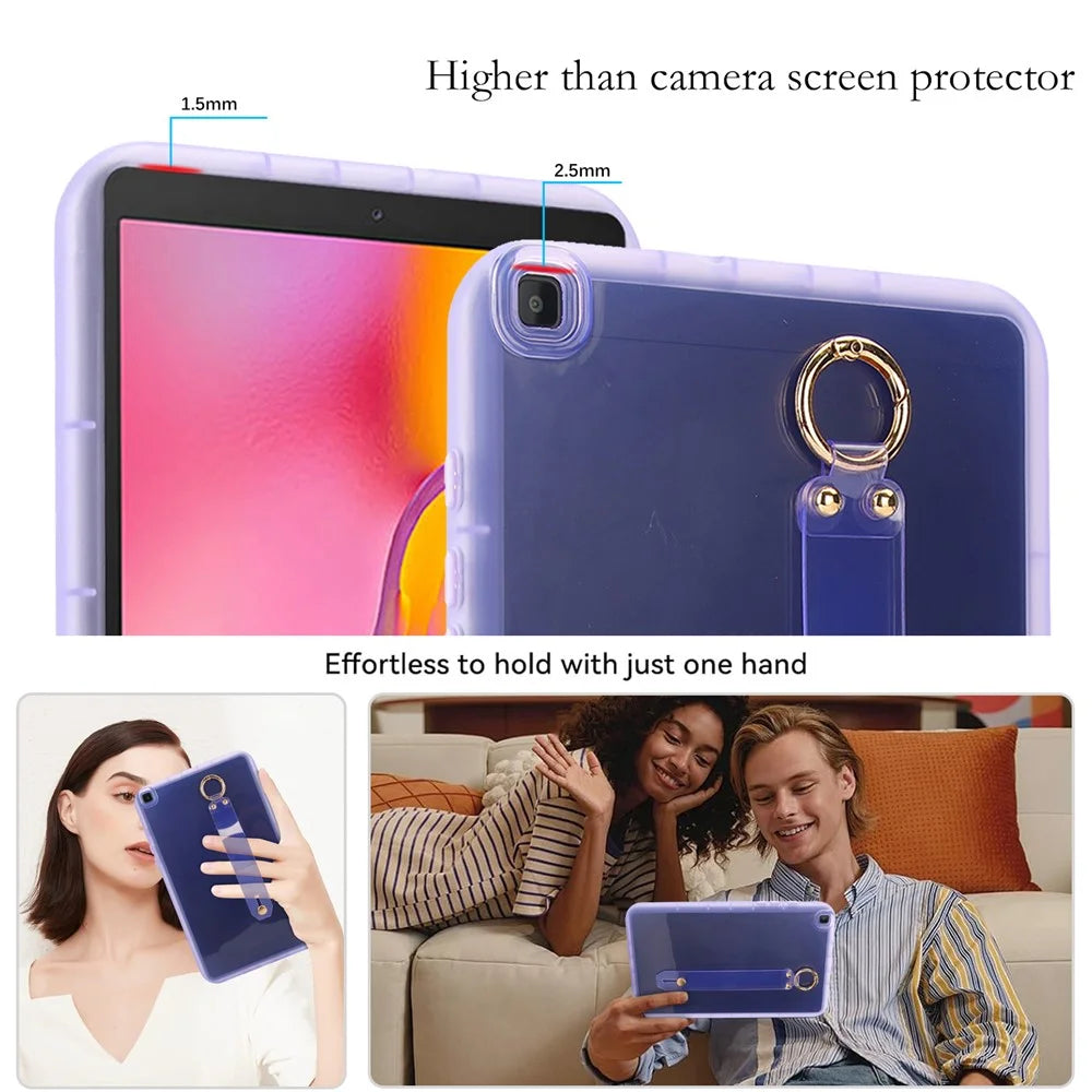 For Samsung Galaxy Tab A 8.0 (2019) SM-T290 (Wi-Fi) / SM-T295 (LTE) Case Shockproof TPU Tablet Cover with Wristband - Purple - 5
