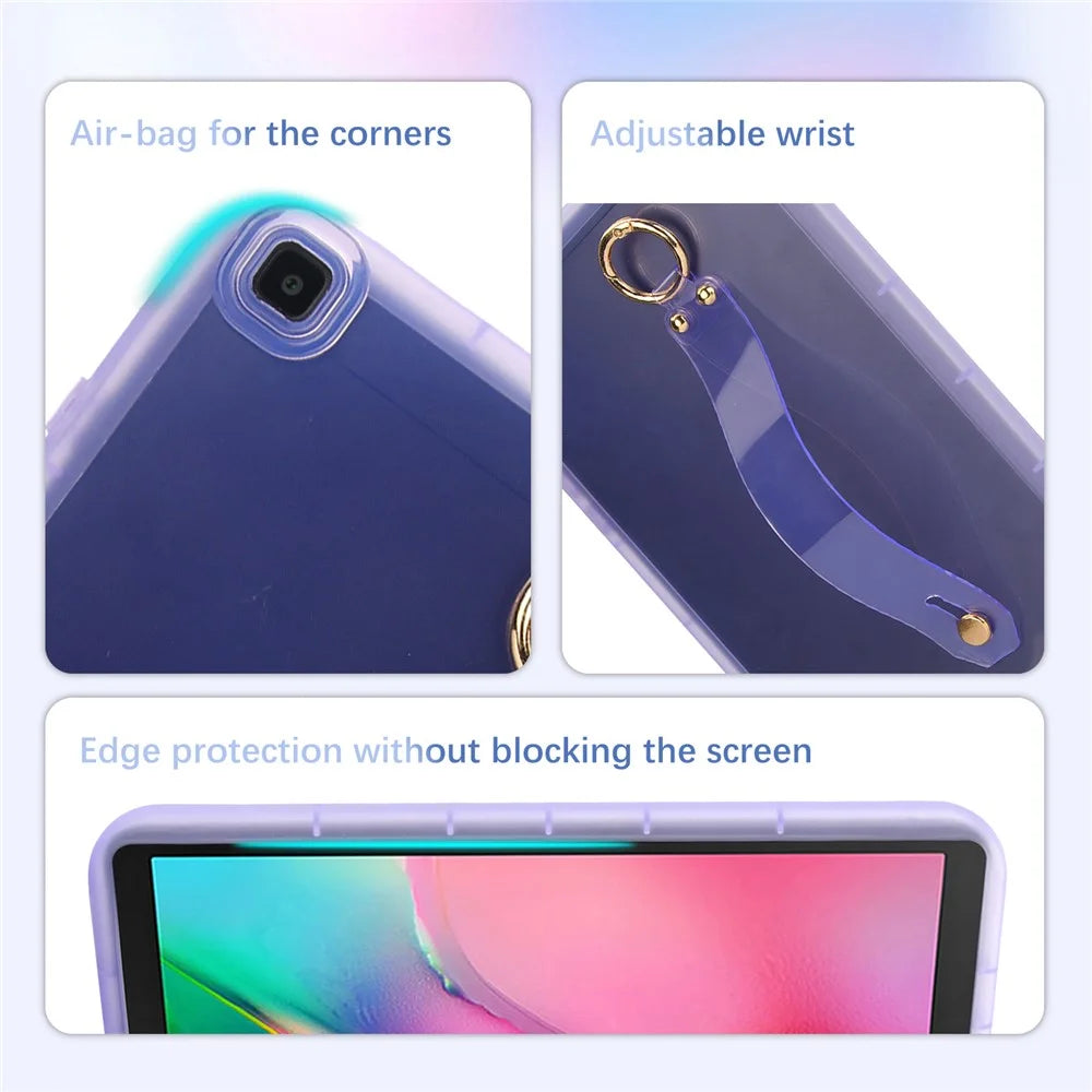 For Samsung Galaxy Tab A 8.0 (2019) SM-T290 (Wi-Fi) / SM-T295 (LTE) Case Shockproof TPU Tablet Cover with Wristband - Purple - 6