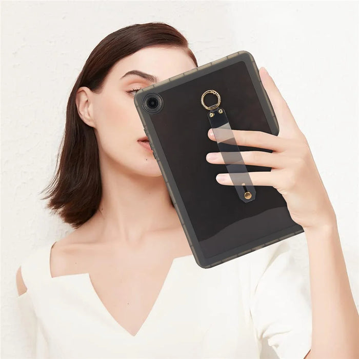 For Samsung Galaxy Tab A8 10.5 (2021) Case Shockproof TPU Tablet Cover with Wristband - Black - 4