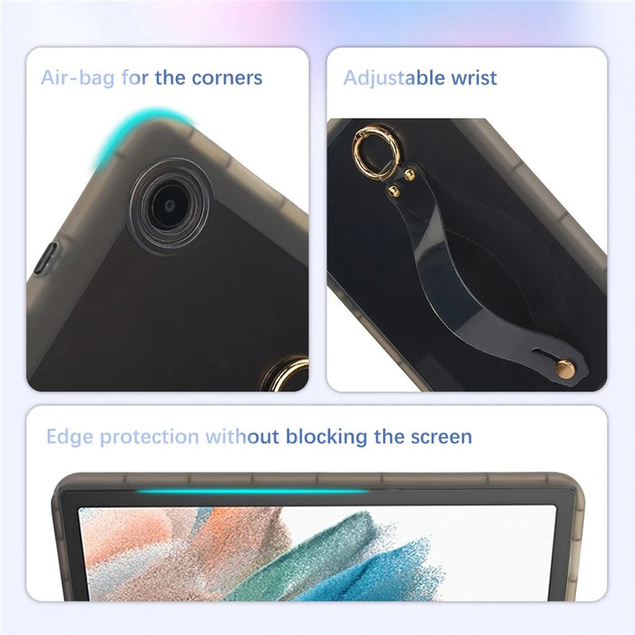 For Samsung Galaxy Tab A8 10.5 (2021) Case Shockproof TPU Tablet Cover with Wristband - Black - 6