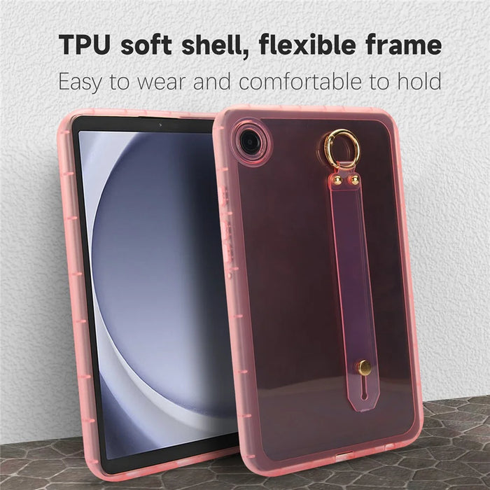 For Samsung Galaxy Tab A9 Case Shockproof TPU Tablet Cover with Wristband - Pink - 3