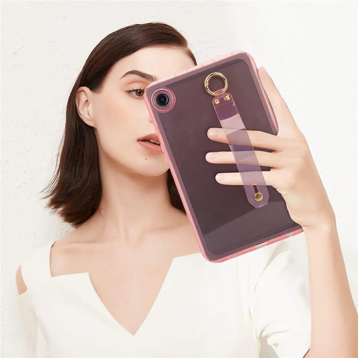For Samsung Galaxy Tab A9 Case Shockproof TPU Tablet Cover with Wristband - Pink - 4