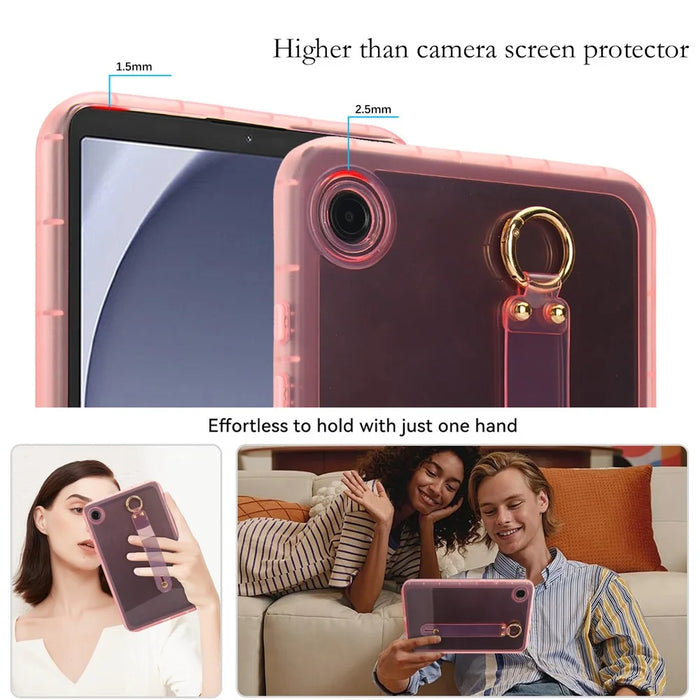 For Samsung Galaxy Tab A9 Case Shockproof TPU Tablet Cover with Wristband - Pink - 5