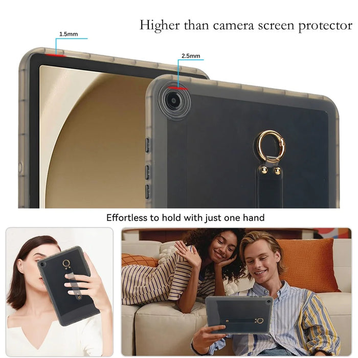 For Samsung Galaxy Tab A9+ Case Shockproof TPU Tablet Cover with Wristband - Black - 5