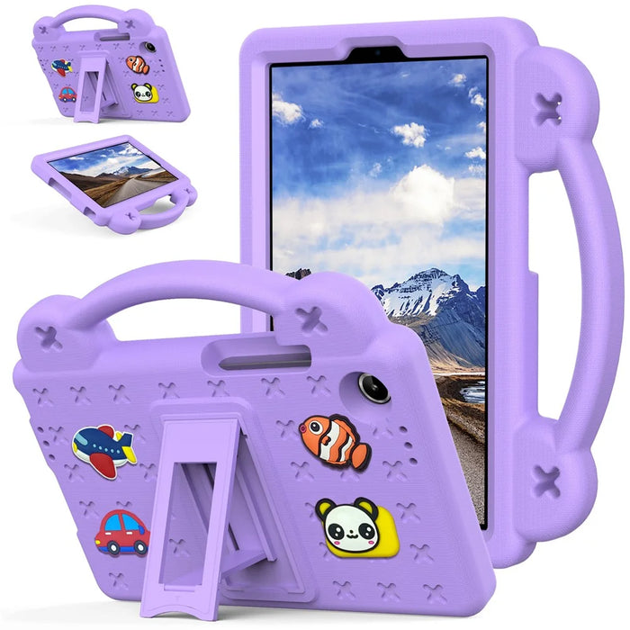 For Lenovo Tab K9  /  Tab One Case Kids Cartoon Patterns Hand Grip Kickstand Tablet EVA Cover - Purple - 1