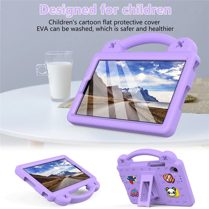For Lenovo Tab K9  /  Tab One Case Kids Cartoon Patterns Hand Grip Kickstand Tablet EVA Cover - Purple - 2