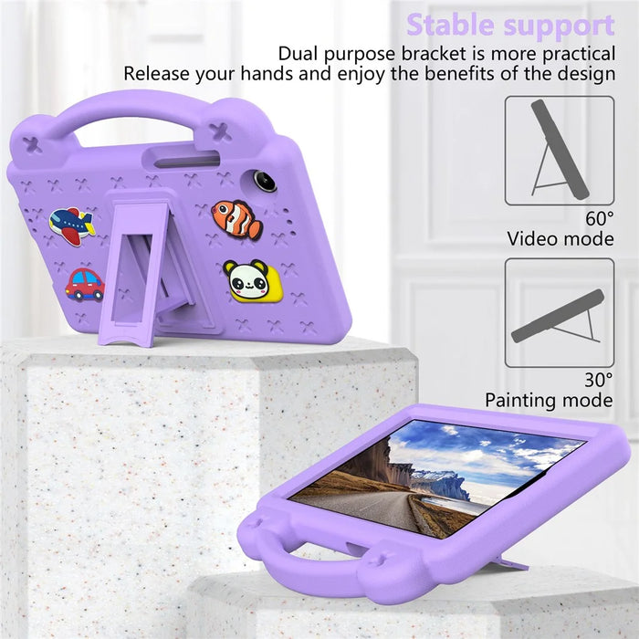 For Lenovo Tab K9  /  Tab One Case Kids Cartoon Patterns Hand Grip Kickstand Tablet EVA Cover - Purple - 3