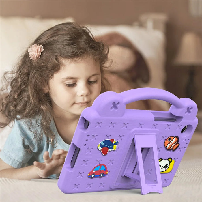 For Lenovo Tab K9  /  Tab One Case Kids Cartoon Patterns Hand Grip Kickstand Tablet EVA Cover - Purple - 4
