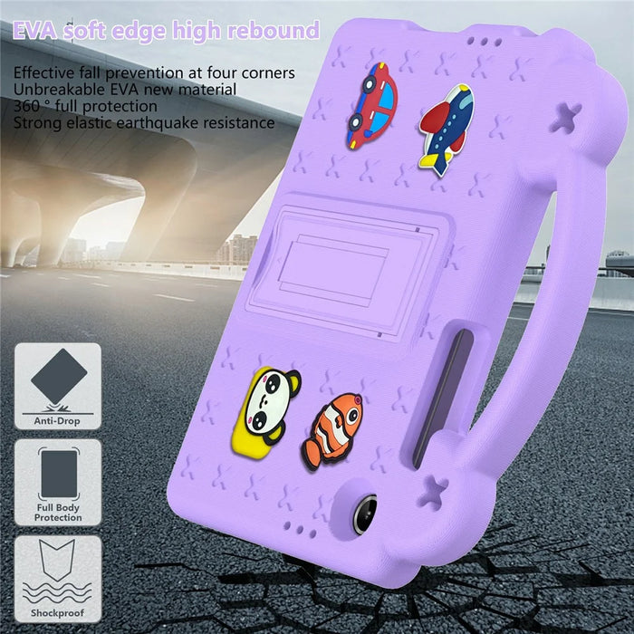 For Lenovo Tab K9  /  Tab One Case Kids Cartoon Patterns Hand Grip Kickstand Tablet EVA Cover - Purple - 5