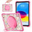 For iPad (2025) / iPad 10.9 (2022) Case Hand Grip Kickstand Pattern PC + TPU + Acrylic Tablet Cover - Pink - 1