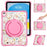 For iPad (2025) / iPad 10.9 (2022) Case Kickstand Pattern PC + TPU + Acrylic Tablet Cover with Shoulder Strap - Pink - 1