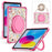 For iPad (2025) / iPad 10.9 (2022) Case Kickstand Pattern PC + TPU + Acrylic Tablet Cover with Shoulder Strap - Pink - 3