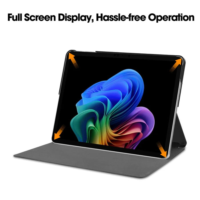 For Microsoft Surface Pro 12inch Case PU Leather Folding Stand Folio Tablet Cover - Black - 3