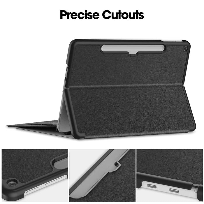For Microsoft Surface Pro 12inch Case PU Leather Folding Stand Folio Tablet Cover - Black - 5