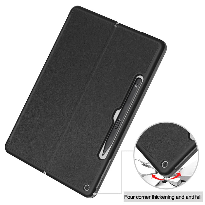 For Microsoft Surface Pro 12inch Case PU Leather Folding Stand Folio Tablet Cover - Black - 6