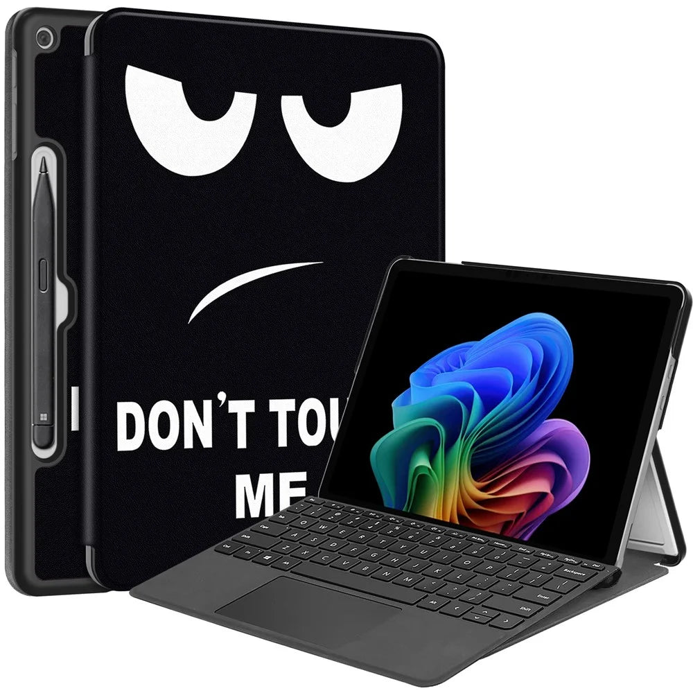 For Microsoft Surface Pro 12inch Case PU Leather Pattern Printing Stand Folio Tablet Cover - Don't Touch Me - 1