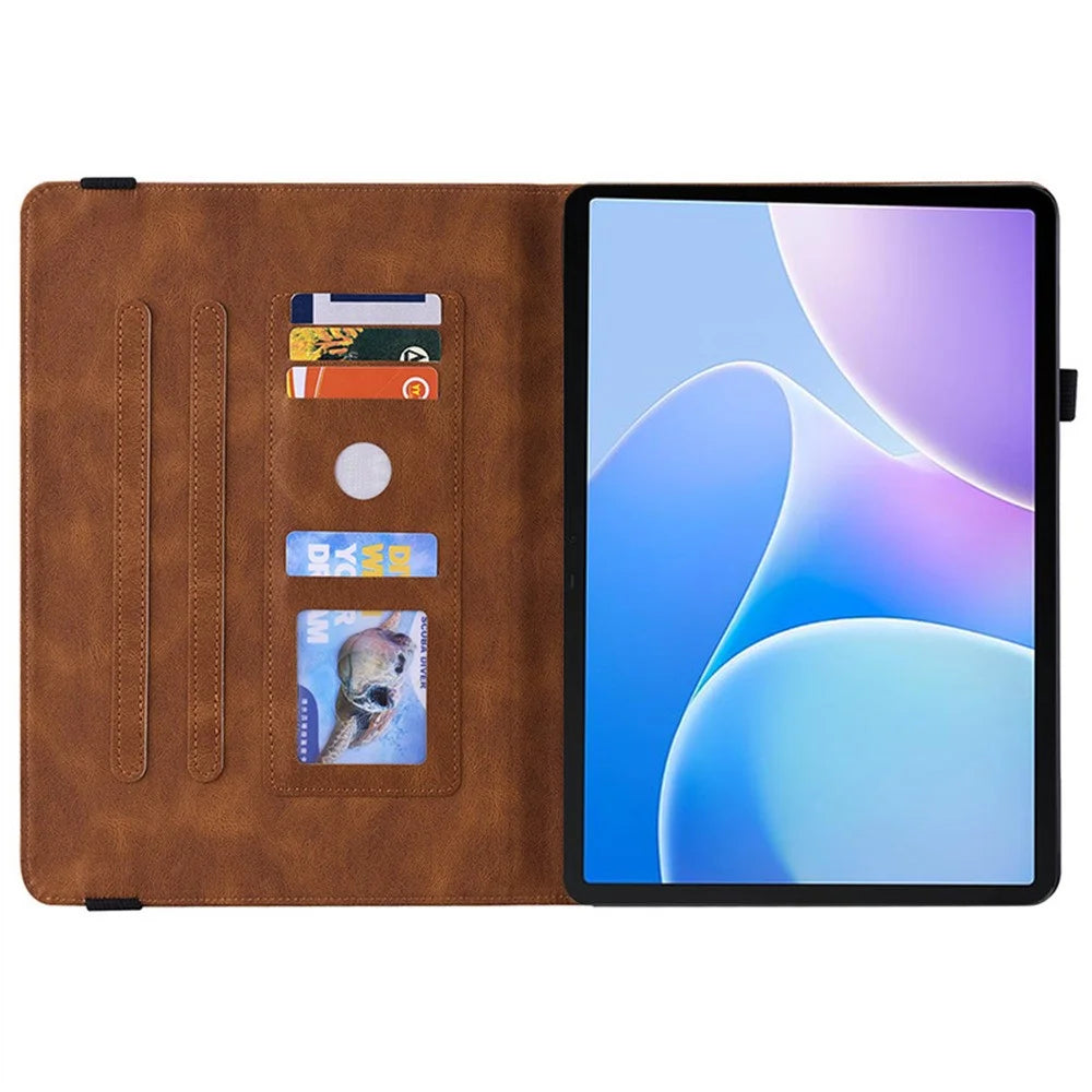 For Infinix Xpad 20 Case Butterfly Flower Imprint PU Leather Tablet Cover with Card Slots - Brown - 4