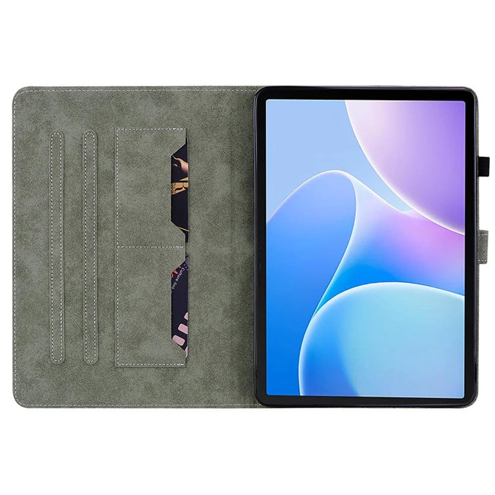 For Infinix Xpad 20 Case Tiger Imprint Anti-Scratch PU Leather Tablet Cover - Grey - 3