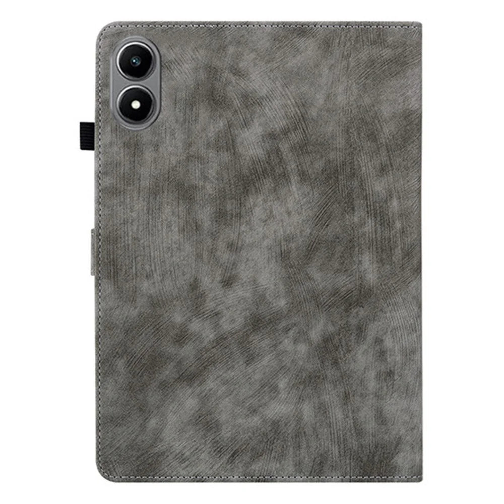 For Infinix Xpad 20 Case Tiger Imprint Anti-Scratch PU Leather Tablet Cover - Grey - 5