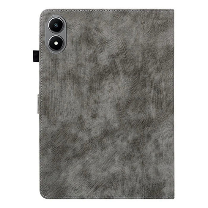 For Infinix Xpad 20 Case Tiger Imprint Anti-Scratch PU Leather Tablet Cover - Grey - 5