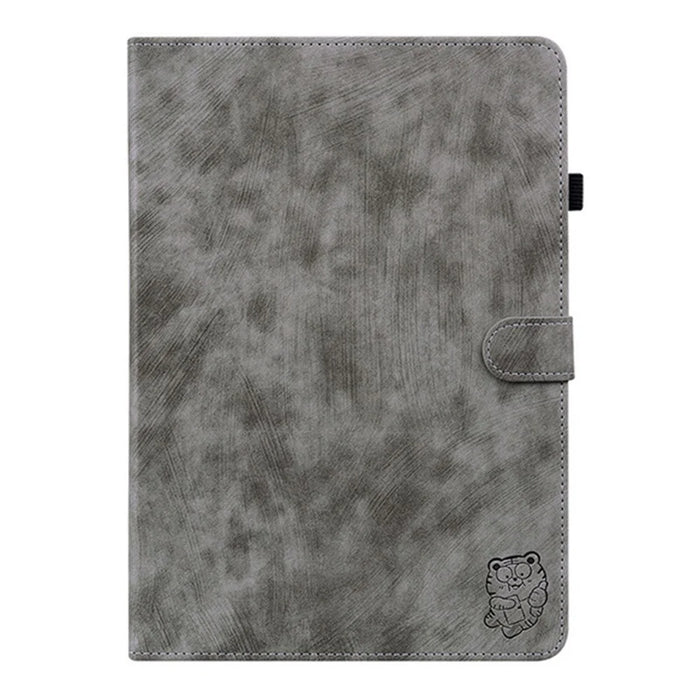 For Infinix Xpad 20 Case Tiger Imprint Anti-Scratch PU Leather Tablet Cover - Grey - 6