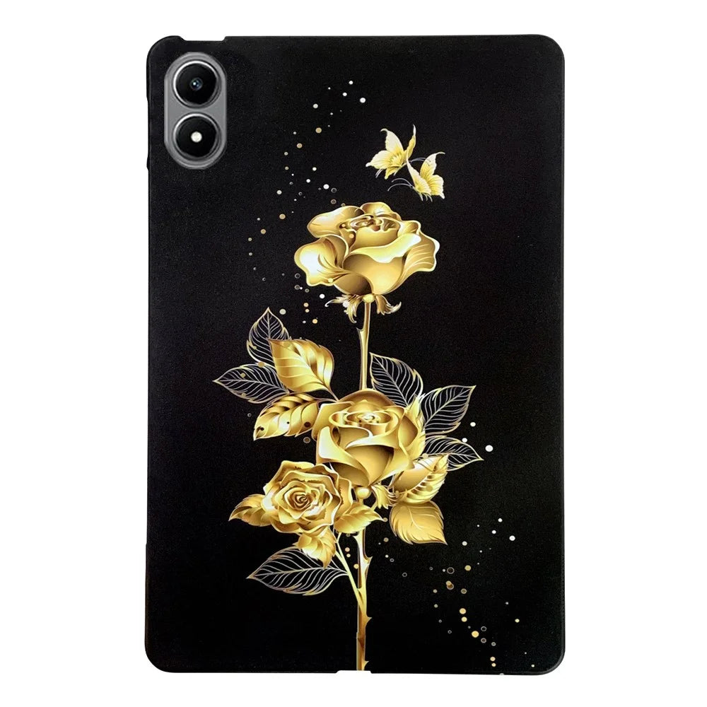For Infinix Xpad 20 TPU Case Pattern Printing Slim Tablet Protective Cover - Golden Butterfly Rose - 1