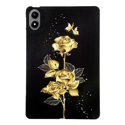 For Infinix Xpad 20 TPU Case Pattern Printing Slim Tablet Protective Cover - Golden Butterfly Rose - 1