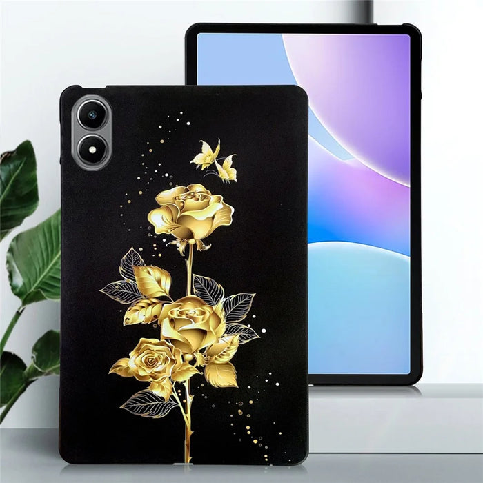 For Infinix Xpad 20 TPU Case Pattern Printing Slim Tablet Protective Cover - Golden Butterfly Rose - 2