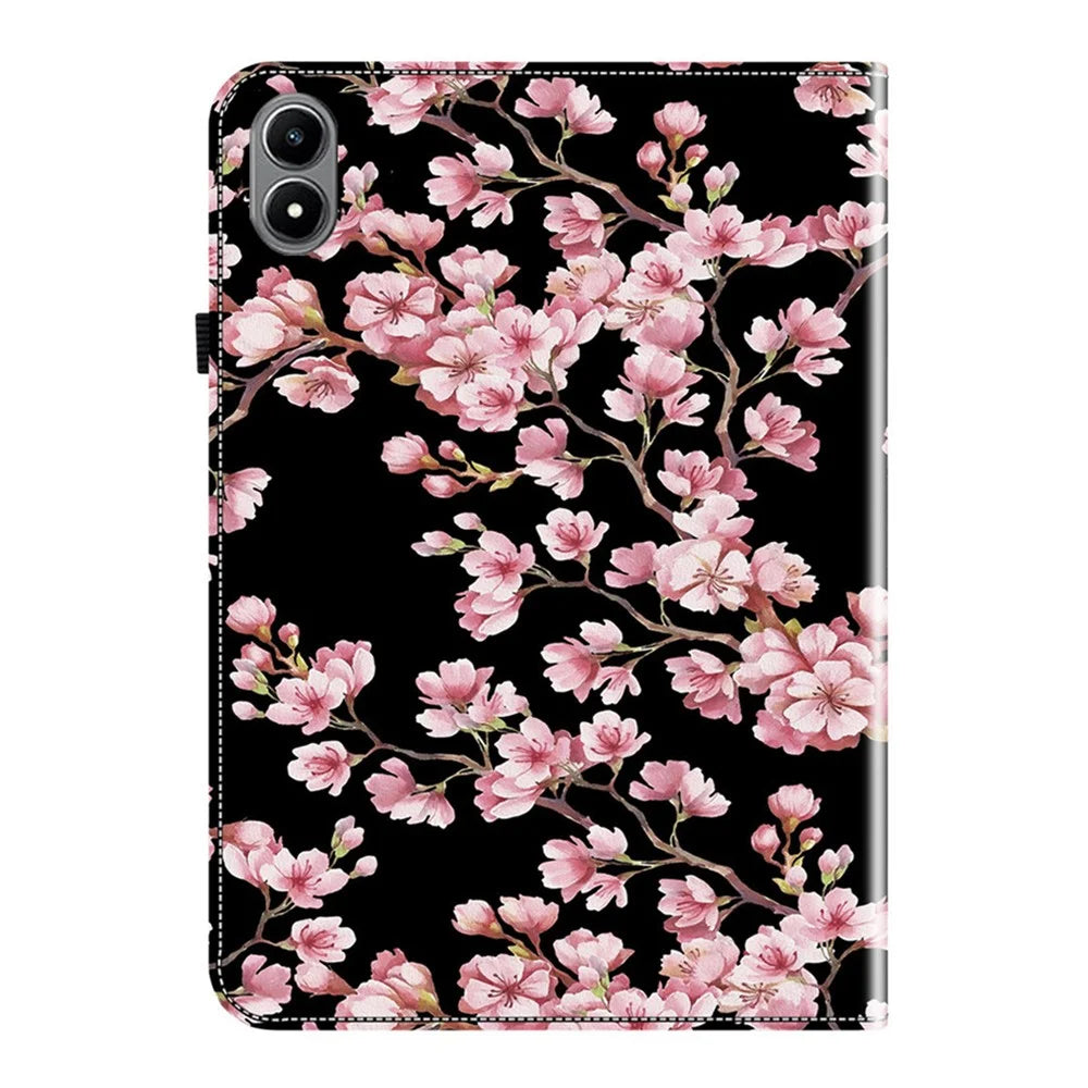 For Infinix Xpad 20 Leather Case Pattern Printed Stand Tablet Cover with Card Slots - Plum Blossom - 5