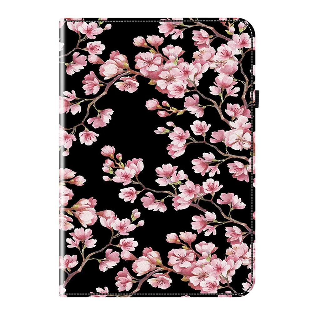 For Infinix Xpad 20 Leather Case Pattern Printed Stand Tablet Cover with Card Slots - Plum Blossom - 6