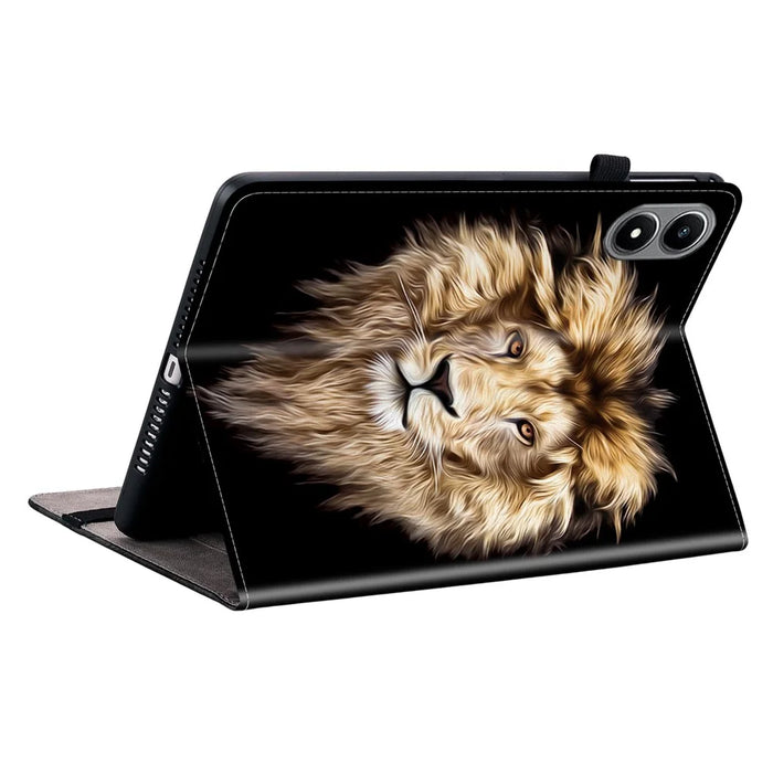 For Infinix Xpad 20 Leather Case Pattern Printed Stand Tablet Cover with Card Slots - Lion Head - 4