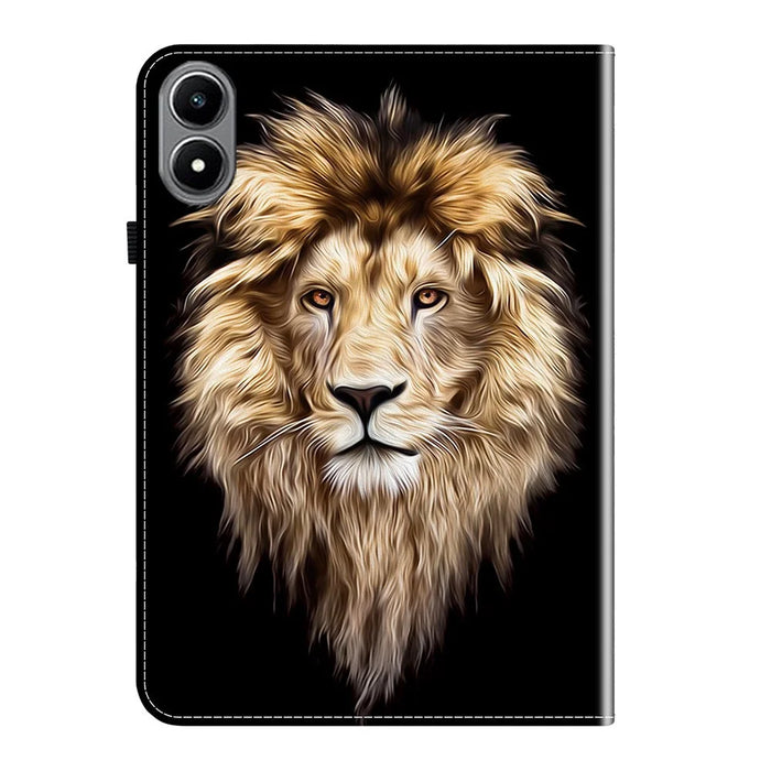 For Infinix Xpad 20 Leather Case Pattern Printed Stand Tablet Cover with Card Slots - Lion Head - 5