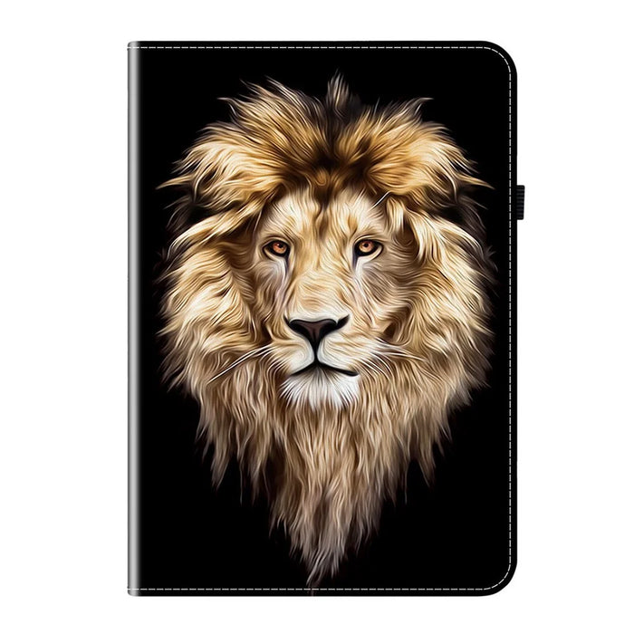 For Infinix Xpad 20 Leather Case Pattern Printed Stand Tablet Cover with Card Slots - Lion Head - 6