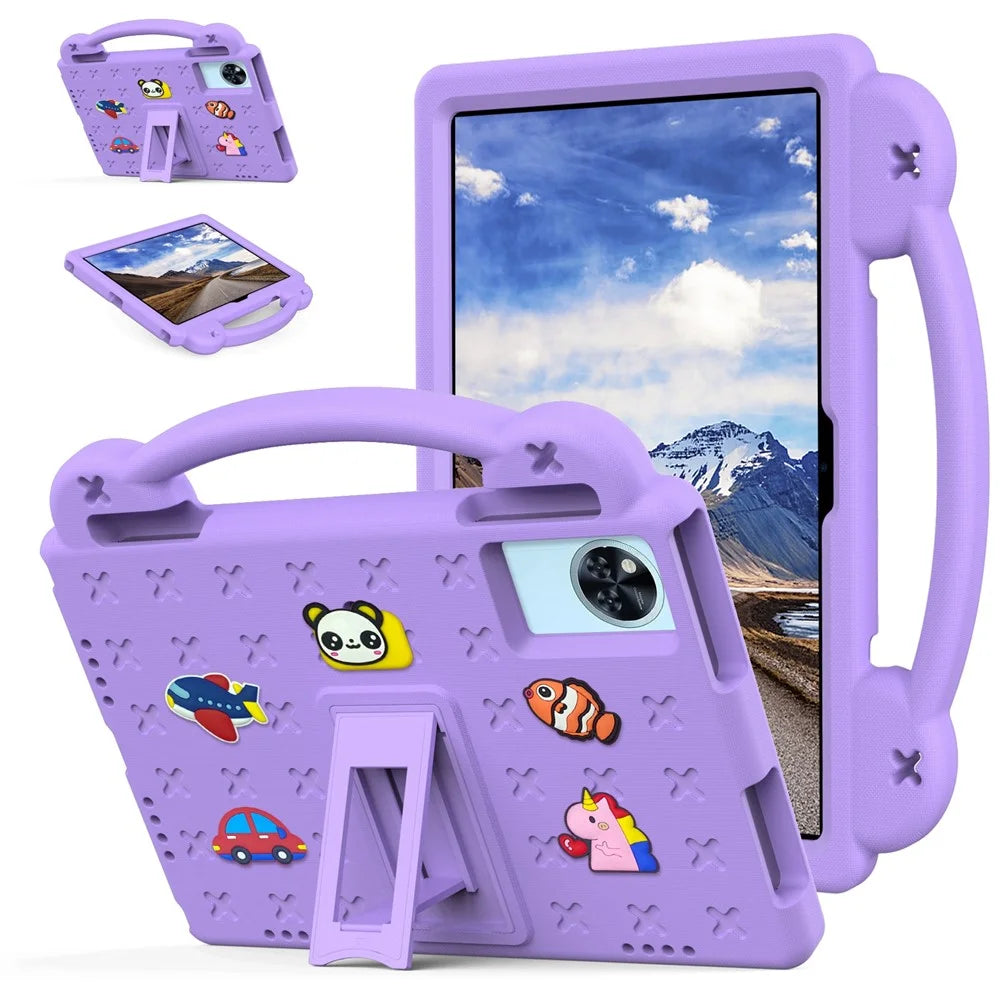 Cartoon Patterns Hand Grip Kickstand EVA Tablet Case For Lenovo Xiaoxin Pad 2025 / Tab M11 / Doogee U11 / U11 Pro / Tab G6 / G6+ / Infinix XPAD 30E / Xpad 20 / Blackview Tab 9 WiFi - Purple - 1