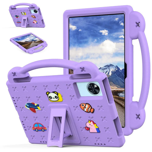Cartoon Patterns Hand Grip Kickstand EVA Tablet Case For Lenovo Xiaoxin Pad 2025 / Tab M11 / Doogee U11 / U11 Pro / Tab G6 / G6+ / Infinix XPAD 30E / Xpad 20 / Blackview Tab 9 WiFi - Purple - 1