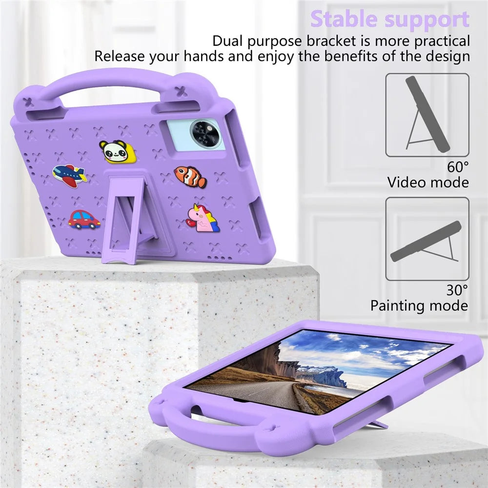 Cartoon Patterns Hand Grip Kickstand EVA Tablet Case For Lenovo Xiaoxin Pad 2025 / Tab M11 / Doogee U11 / U11 Pro / Tab G6 / G6+ / Infinix XPAD 30E / Xpad 20 / Blackview Tab 9 WiFi - Purple - 3