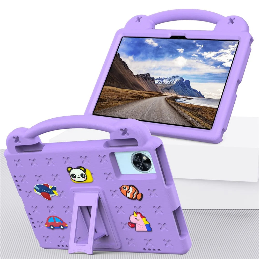 Cartoon Patterns Hand Grip Kickstand EVA Tablet Case For Lenovo Xiaoxin Pad 2025 / Tab M11 / Doogee U11 / U11 Pro / Tab G6 / G6+ / Infinix XPAD 30E / Xpad 20 / Blackview Tab 9 WiFi - Purple - 4