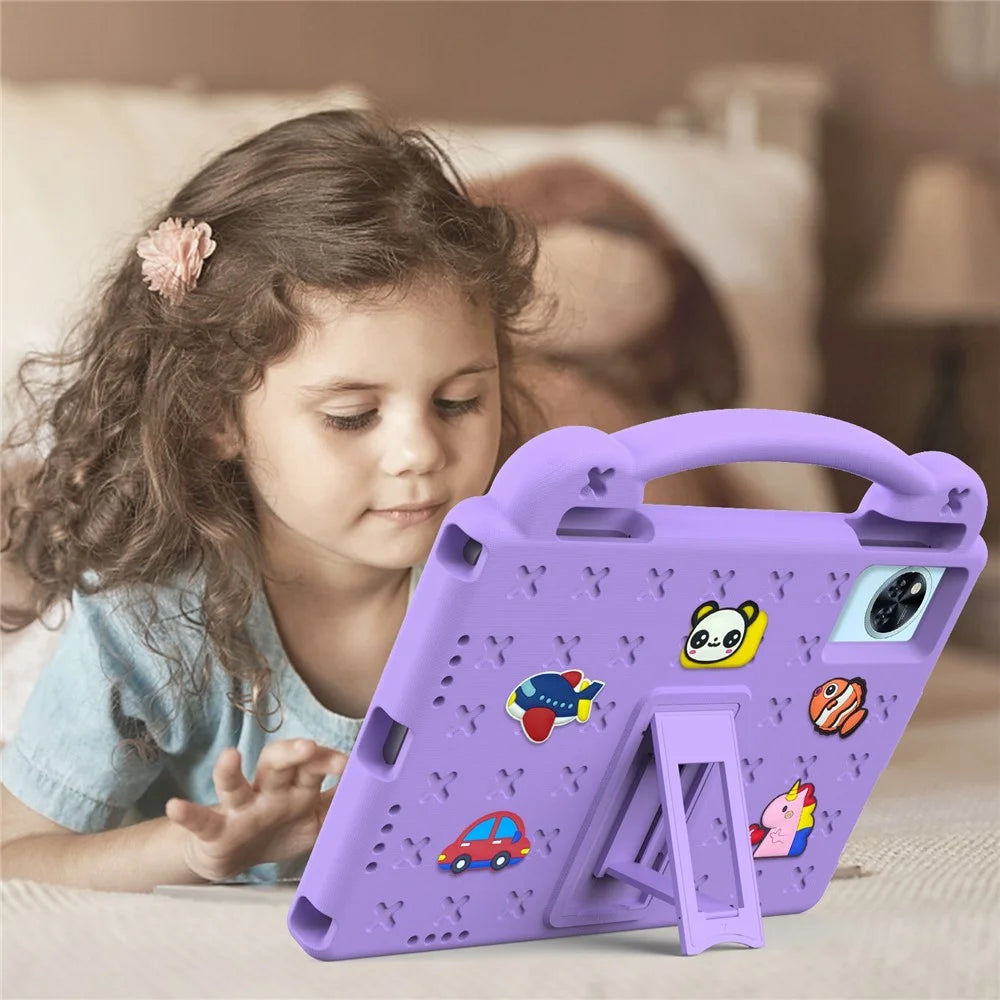 Cartoon Patterns Hand Grip Kickstand EVA Tablet Case For Lenovo Xiaoxin Pad 2025 / Tab M11 / Doogee U11 / U11 Pro / Tab G6 / G6+ / Infinix XPAD 30E / Xpad 20 / Blackview Tab 9 WiFi - Purple - 5