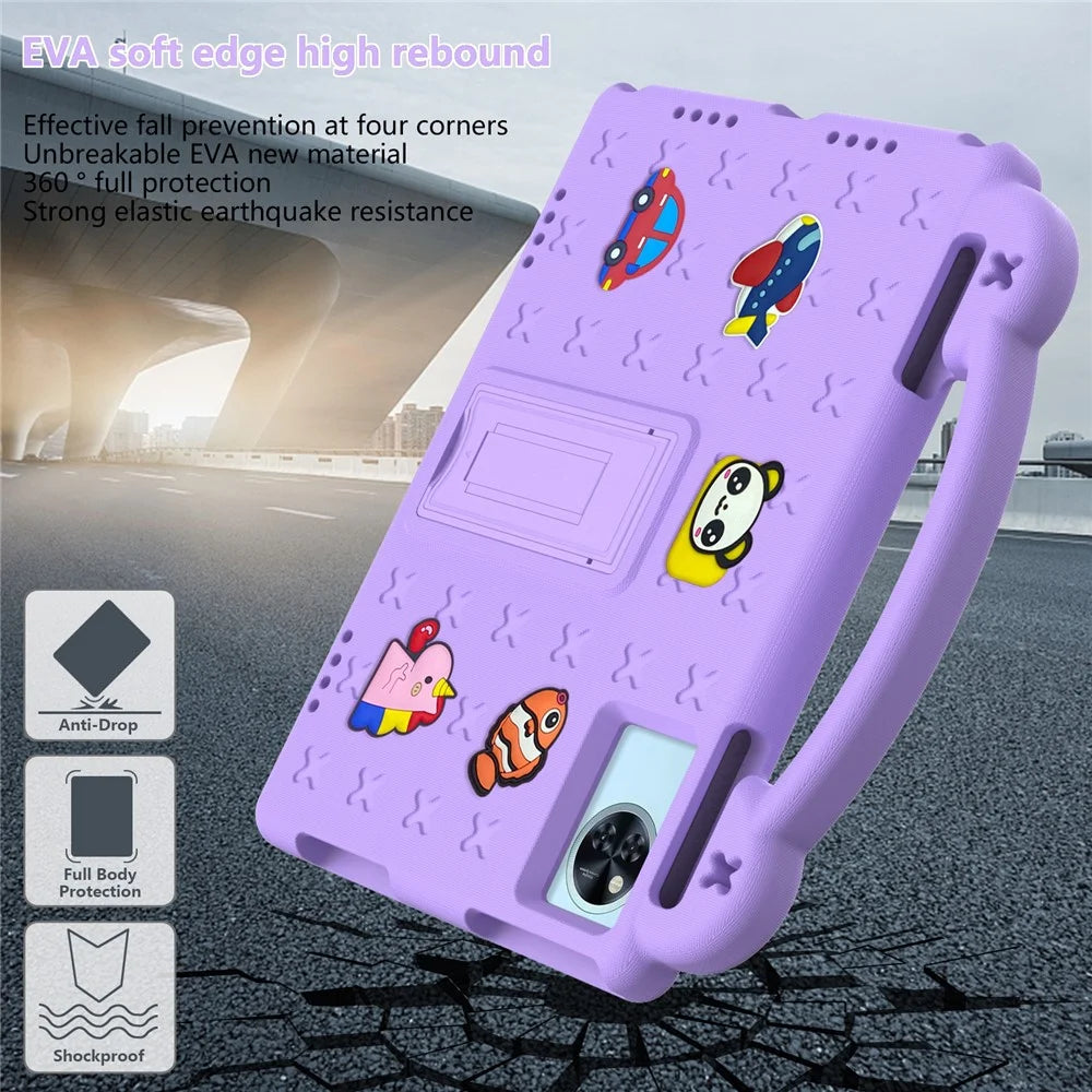 Cartoon Patterns Hand Grip Kickstand EVA Tablet Case For Lenovo Xiaoxin Pad 2025 / Tab M11 / Doogee U11 / U11 Pro / Tab G6 / G6+ / Infinix XPAD 30E / Xpad 20 / Blackview Tab 9 WiFi - Purple - 6