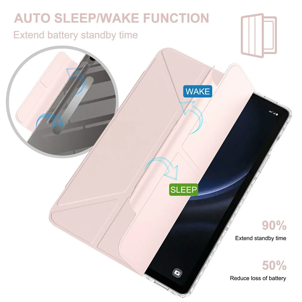 Tablet Case For Samsung Galaxy Tab S10 Lite / S10 FE / S9 FE / S9 Stand Magnetic Detachable PU Leather Cover with Auto Wake / Sleep - Pink - 3