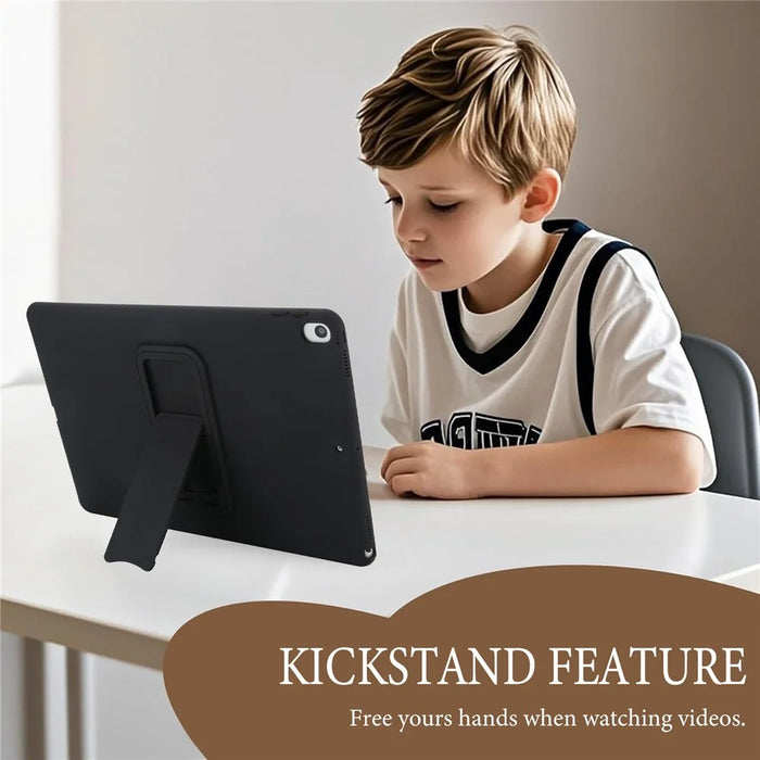 For iPad Air 10.5 inch (2019) Case TPU + PC Skin-Friendly Kickstand Tablet Cover - Black - 3