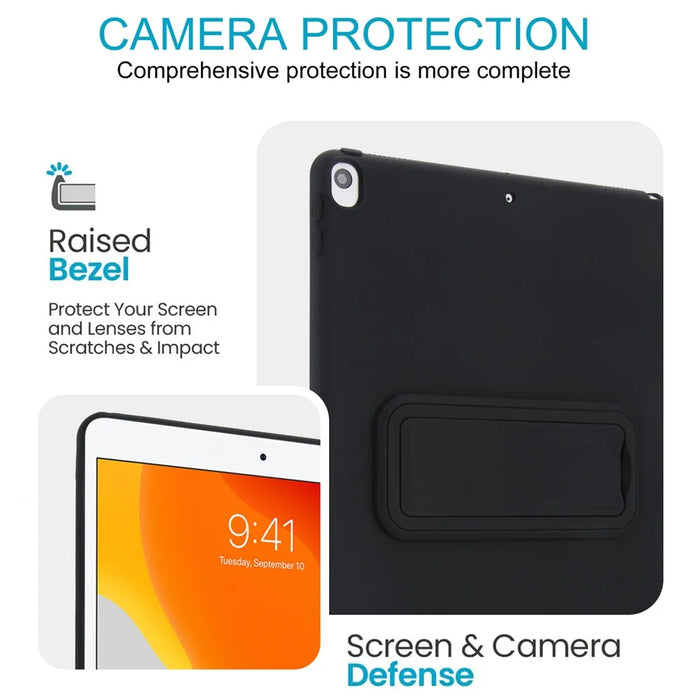 For iPad Air 10.5 inch (2019) Case TPU + PC Skin-Friendly Kickstand Tablet Cover - Black - 5