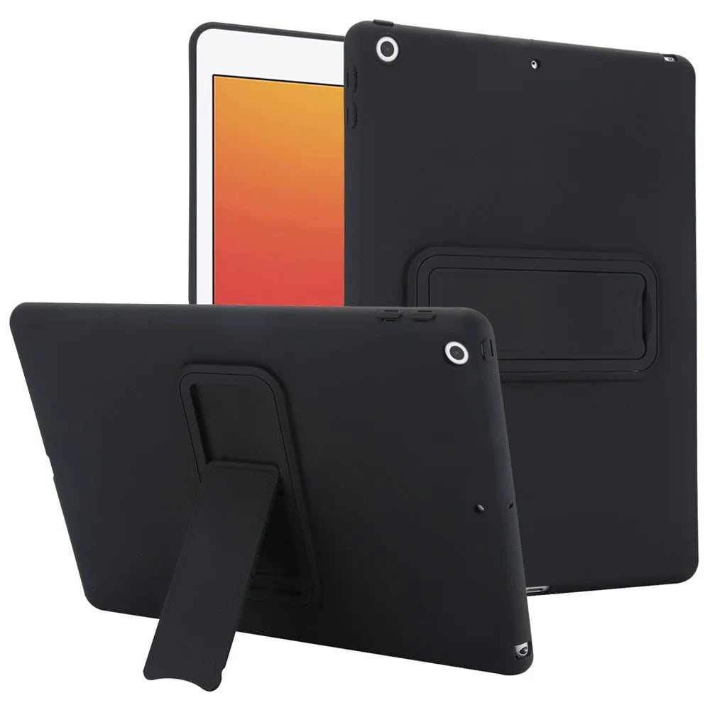 Kickstand Tablet Case for iPad 10.2 (2021) / (2020) / (2019) TPU + PC Skin-Friendly Protective Cover - Black - 1