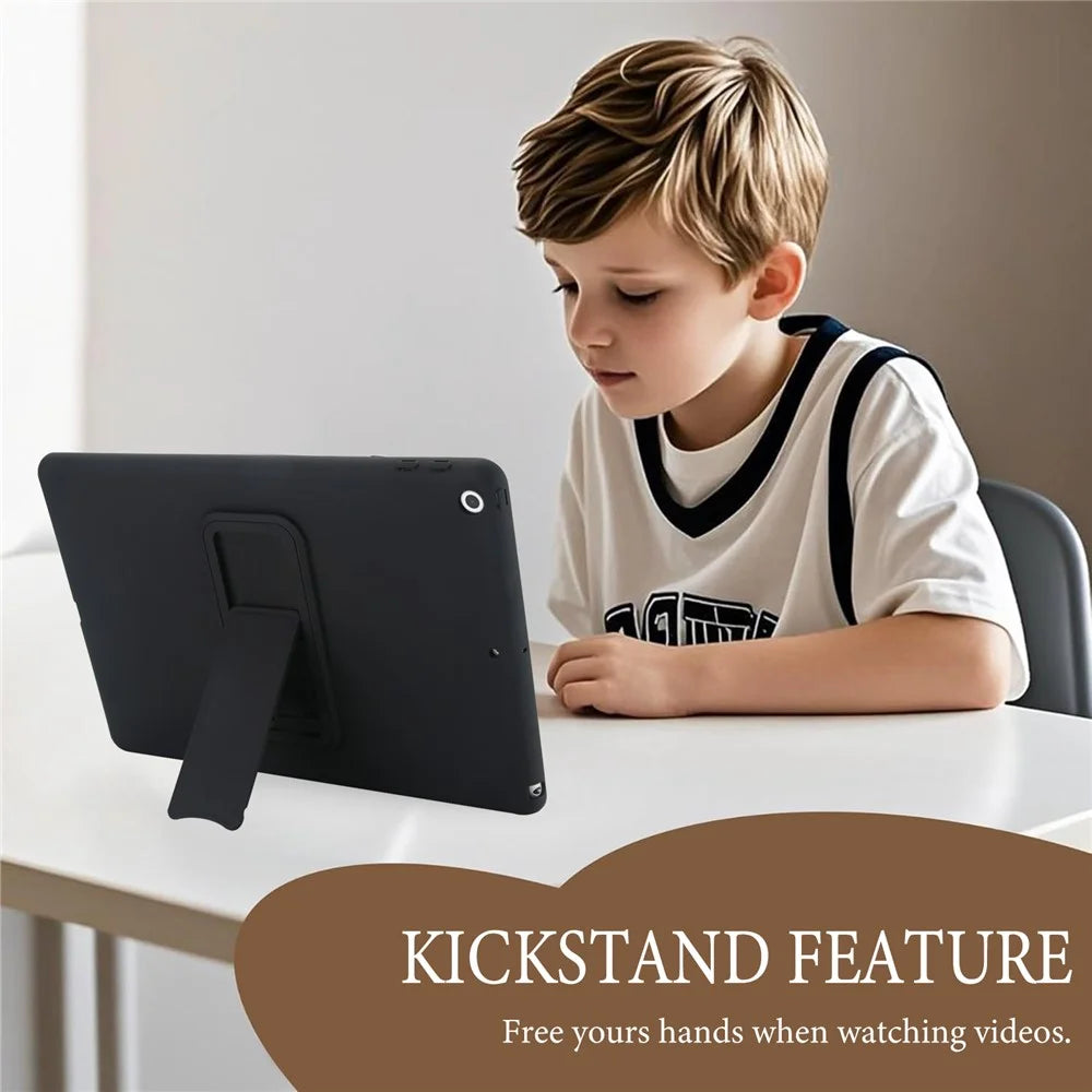 Kickstand Tablet Case for iPad 10.2 (2021) / (2020) / (2019) TPU + PC Skin-Friendly Protective Cover - Black - 3